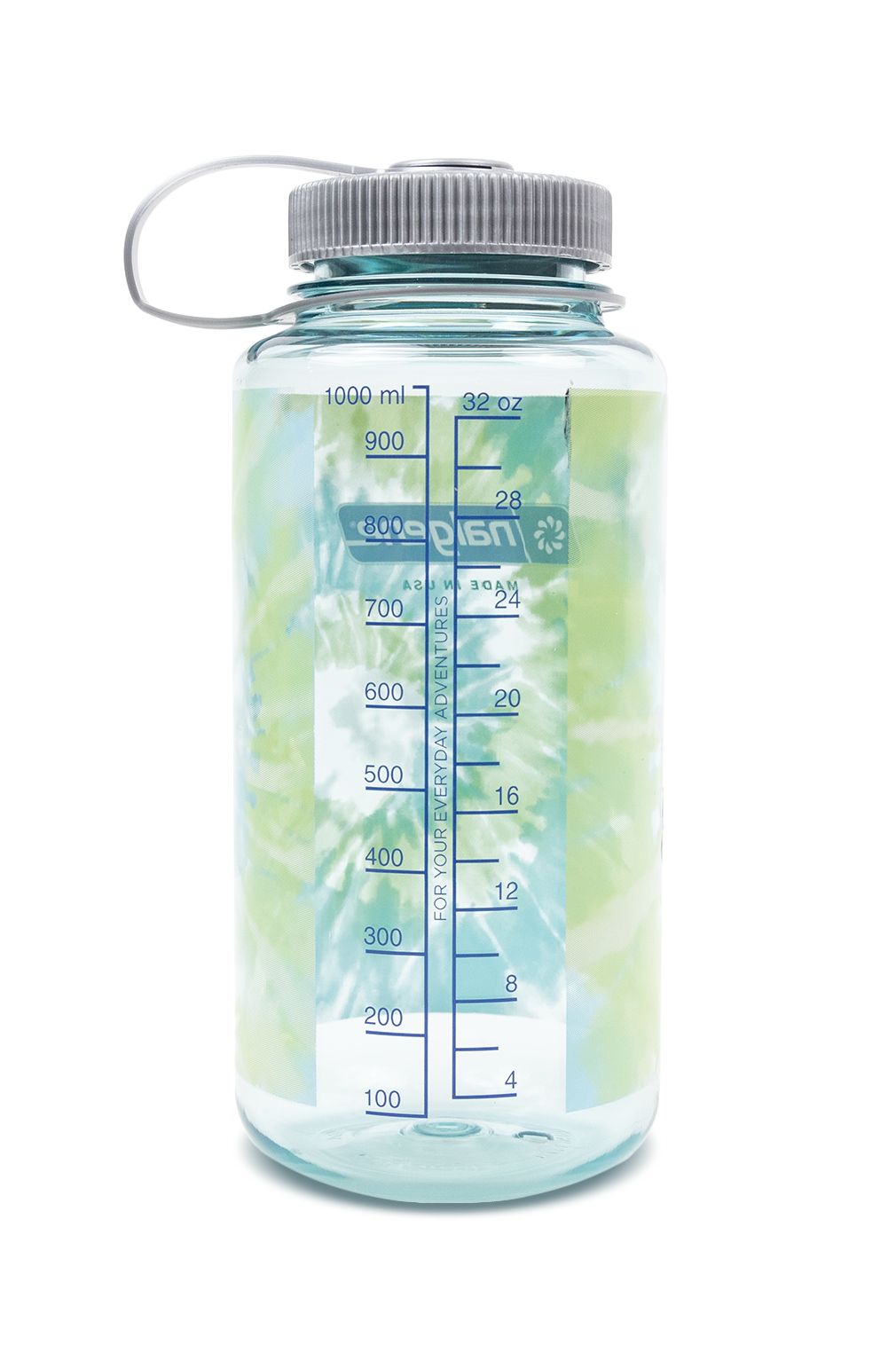 32oz Wide Mouth Blue Tie Dye Back