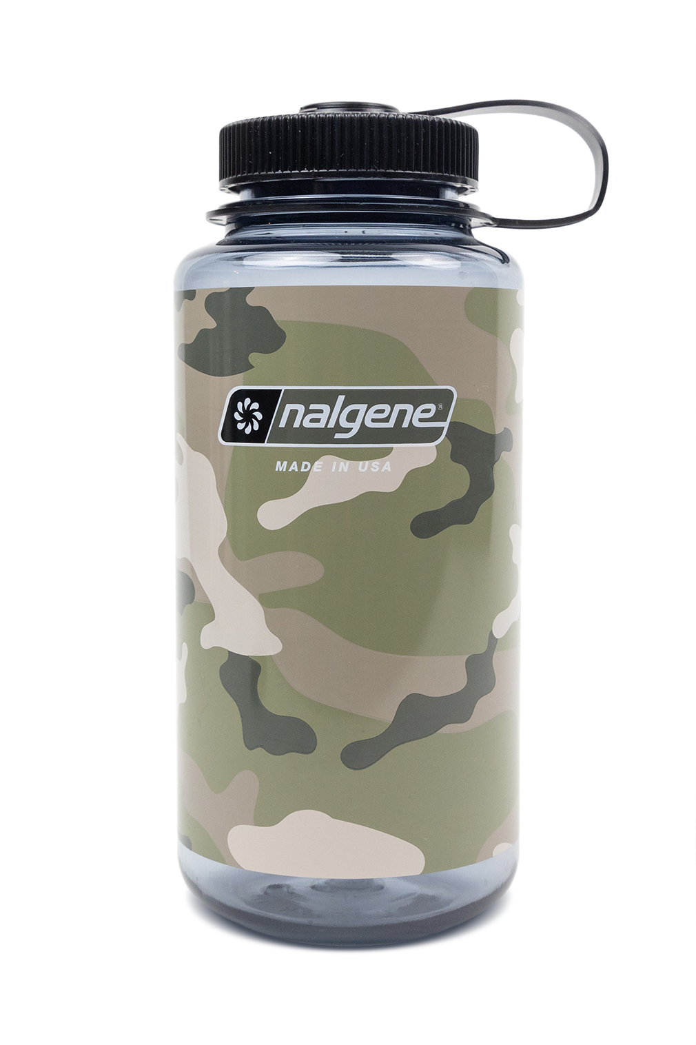32oz Wide Mouth Green Camo Front