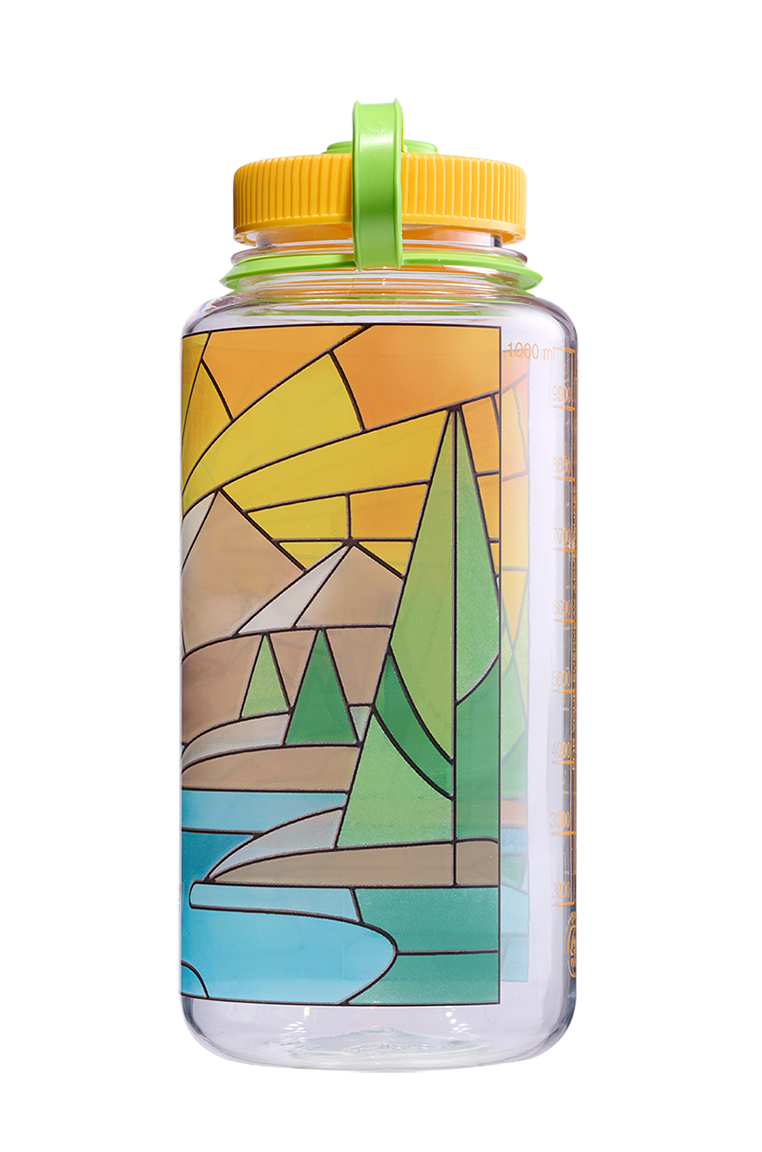 32oz Wide Mouth Stained Glass Print Bottles